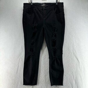 Torrid Jeans Size 16R Bombshell Skinny Premium Distressed High Rise Denim Black